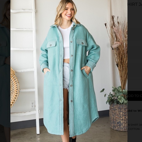 OLI & HALI “ May “ Oli and Hali Long Button Down Shirt Shacket with Pockets 22 - Picture 1 of 5